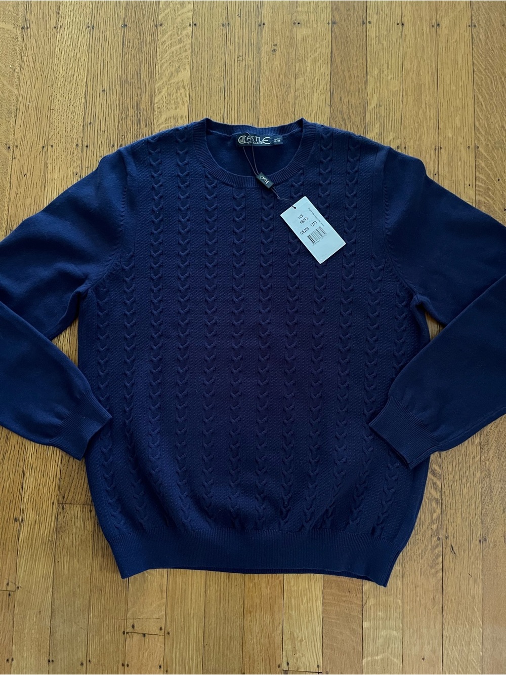 Vintage Navy Cable Knit Crewneck Sweater